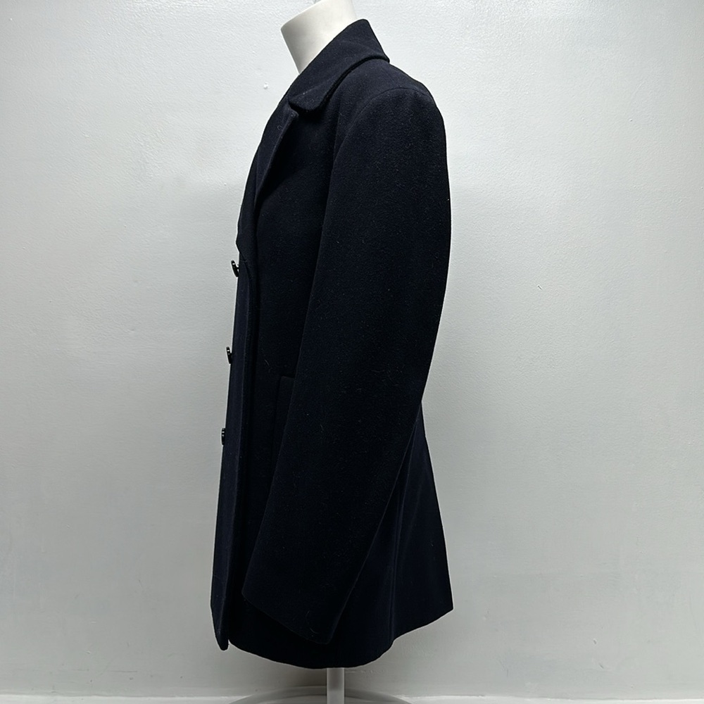 Reiss Peacoat Jacket Coat Wool Blend Collared Button Down Navy Blue Size Small - Picture 5 of 8